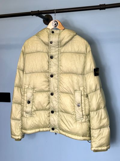 Medium Stone Island Pistachio Green Garment Dyed Down Puffer Coat Jacket